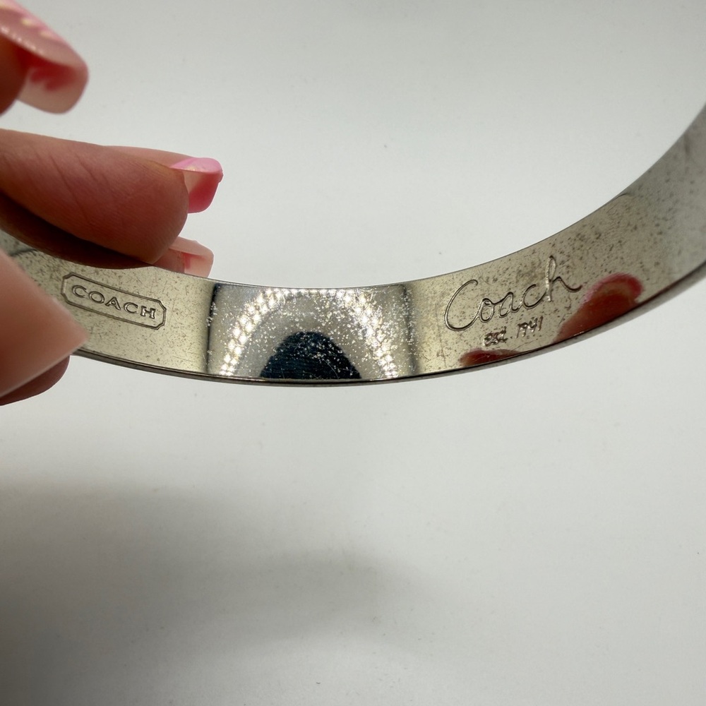 COACH "Poppy" Pink enamel and silver tone‎ 8" bangle bracelet! - Picture 8 of 10